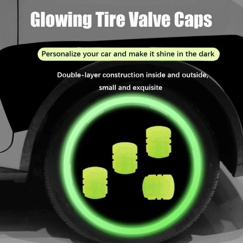 20-Pack Neon Green Glow Tire Valve Caps – No Battery Needed, Universal Fit - Image 2
