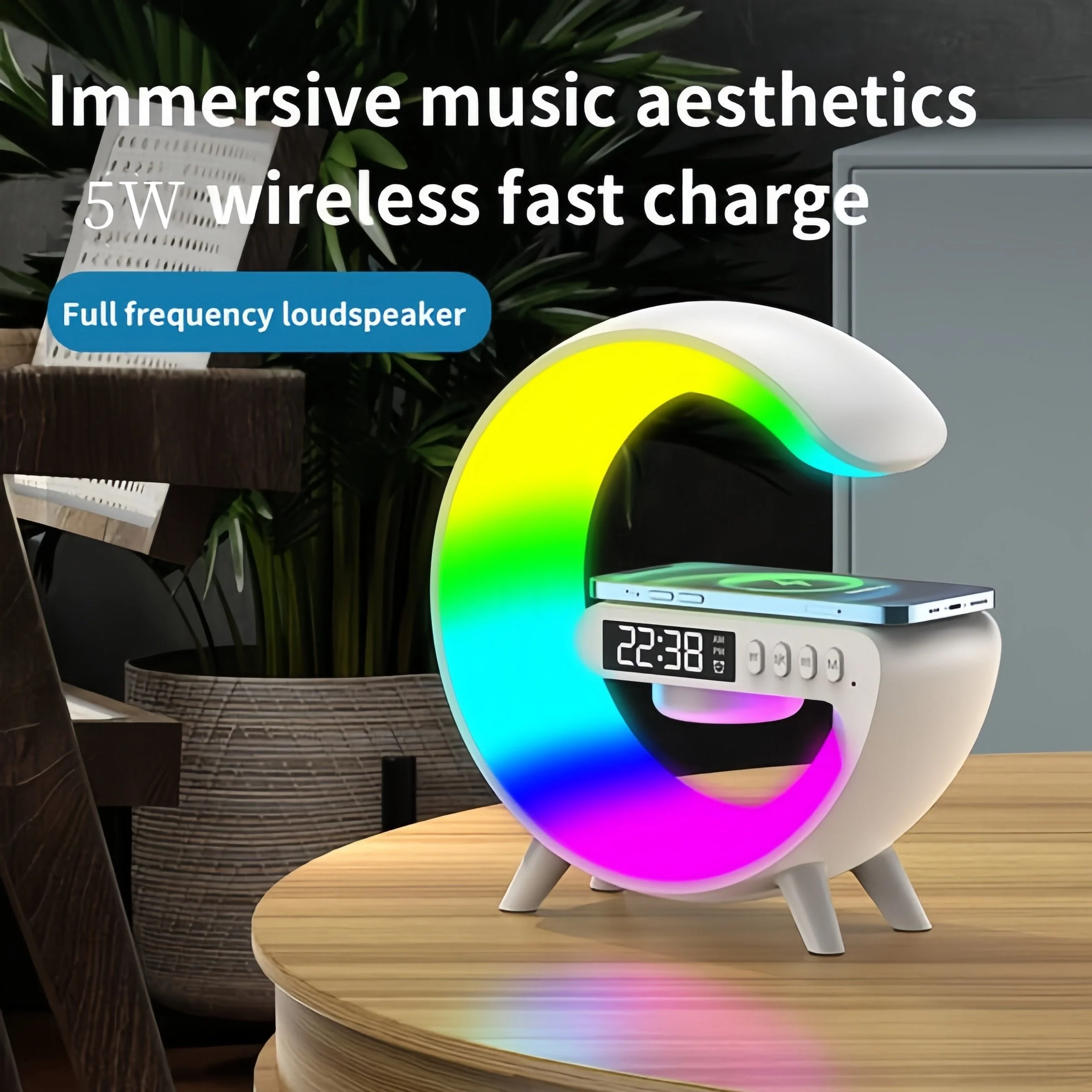 New Year HOT Sale - 49% OFF! 🔥Multifunctional Bluetooth Speaker-Colorful Atmosphere Light Wireless Charging and Clock All-in-one Machine - Image 5