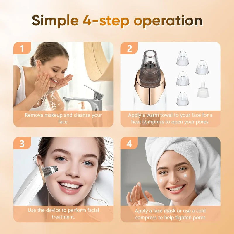 Rechargeable Pore Vacuum – 6-in-1 Blackhead Remover with Smart Display & Extraction Kit - Image 2