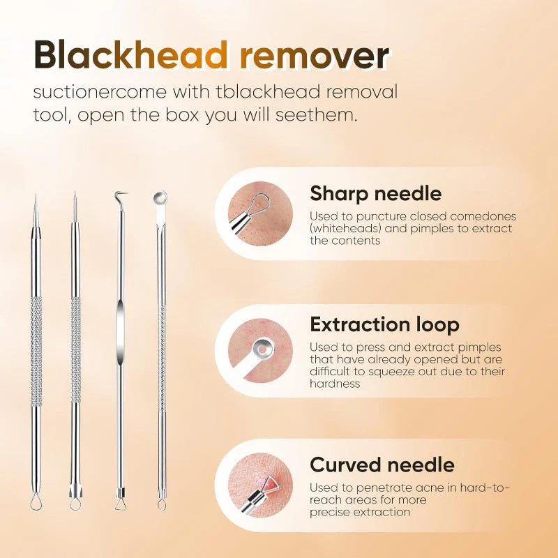 Rechargeable Pore Vacuum – 6-in-1 Blackhead Remover with Smart Display & Extraction Kit - Image 3